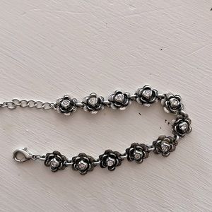 Vintage crown PD rose/rhinestone bracelet
